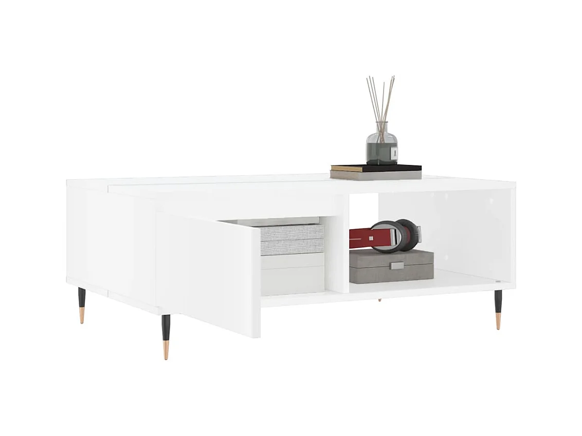 Table basse blanc 90x60x35 cm bois d'ingénierie