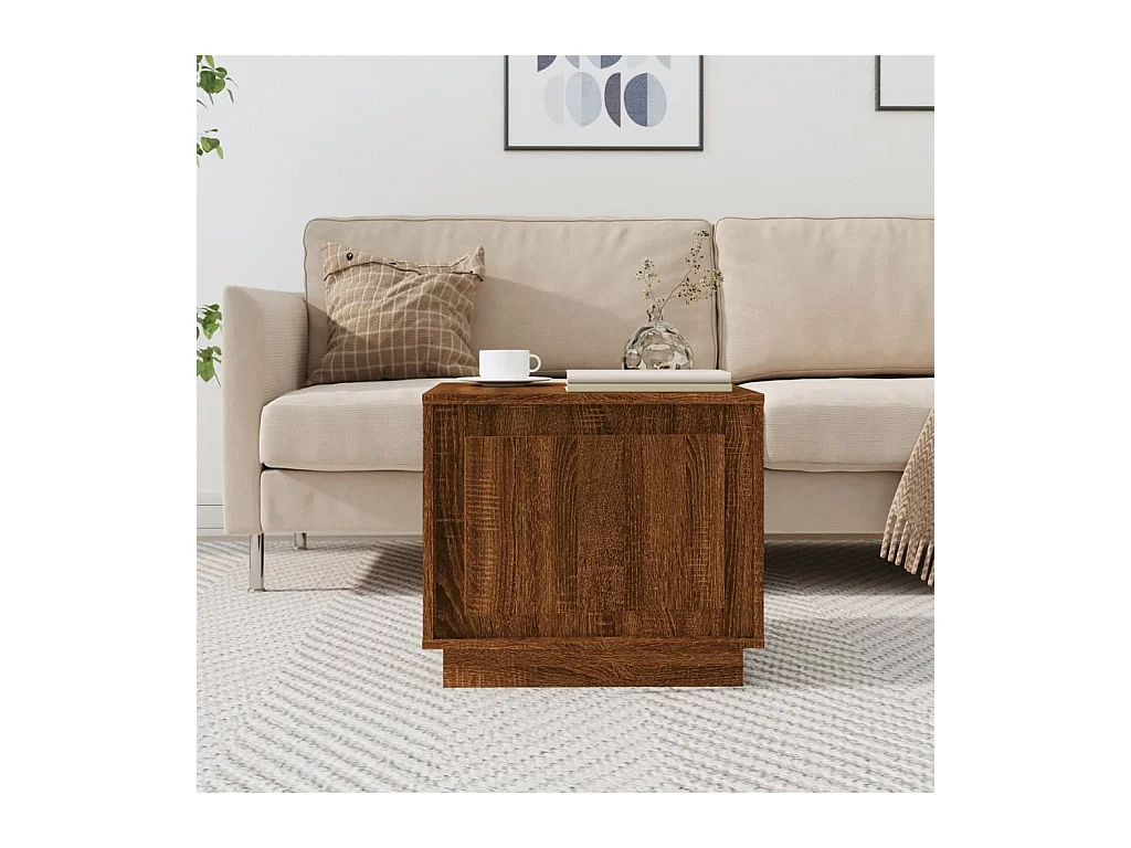 Table basse chêne marron 51x50x44 cm bois d'ingénierie