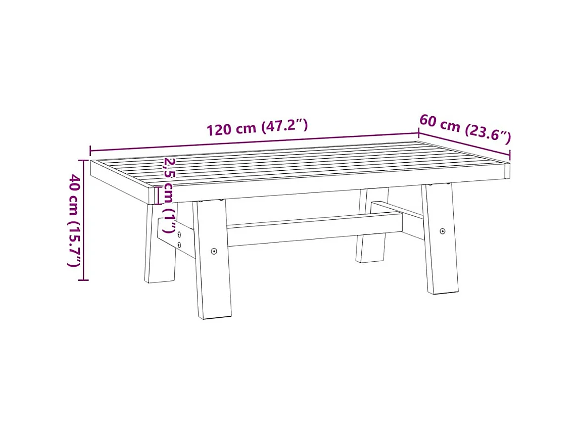 Table basse NOAIN pieds en forme de A 120x60x40 cm massif pin