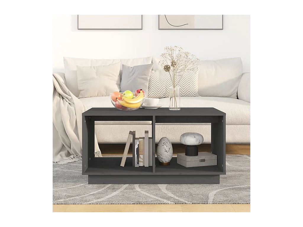 Table basse Gris 80x50x40 cm Bois massif de pin