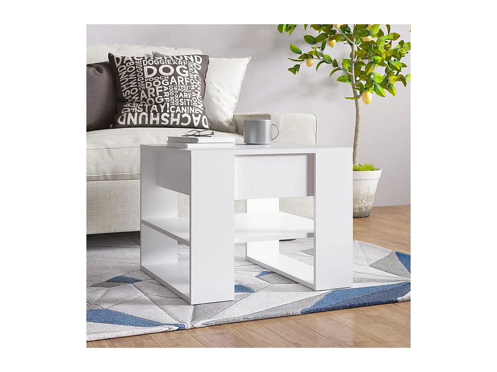 Table basse blanc 55,5x55x45 cm bois d'ingénierie