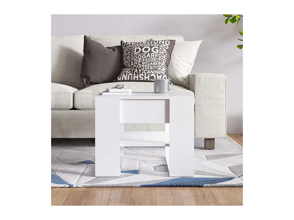 Table basse blanc 55,5x55x45 cm bois d'ingénierie