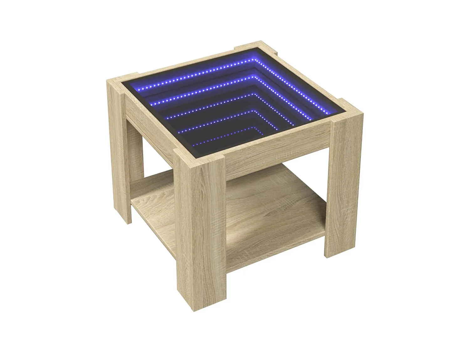 Salontafel met LED Sonoma eiken 53x53x45 cm bewerkt hout