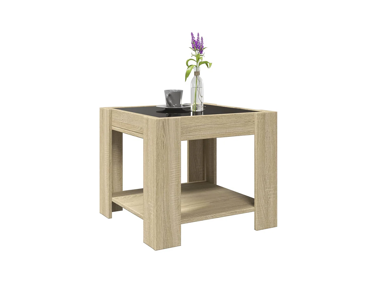 Salontafel met LED Sonoma eiken 53x53x45 cm bewerkt hout