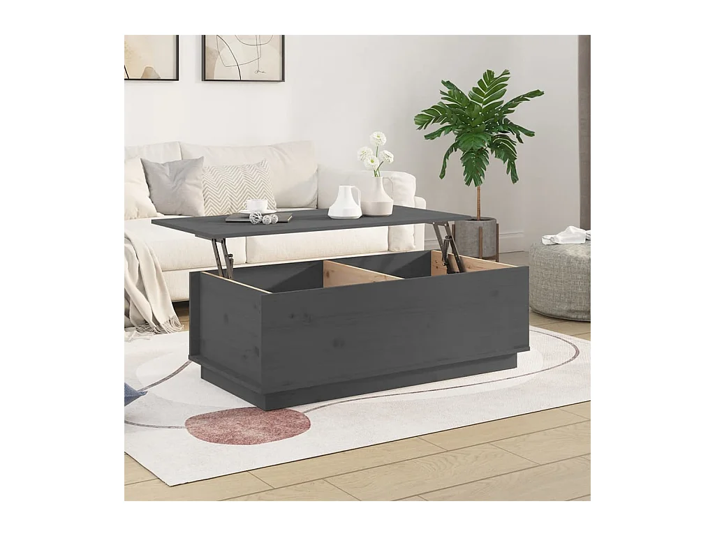 Table basse Gris 100x50x35 cm Bois massif de pin