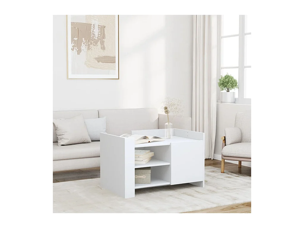 Table basse blanc 80x50x50 cm bois d'ingénierie