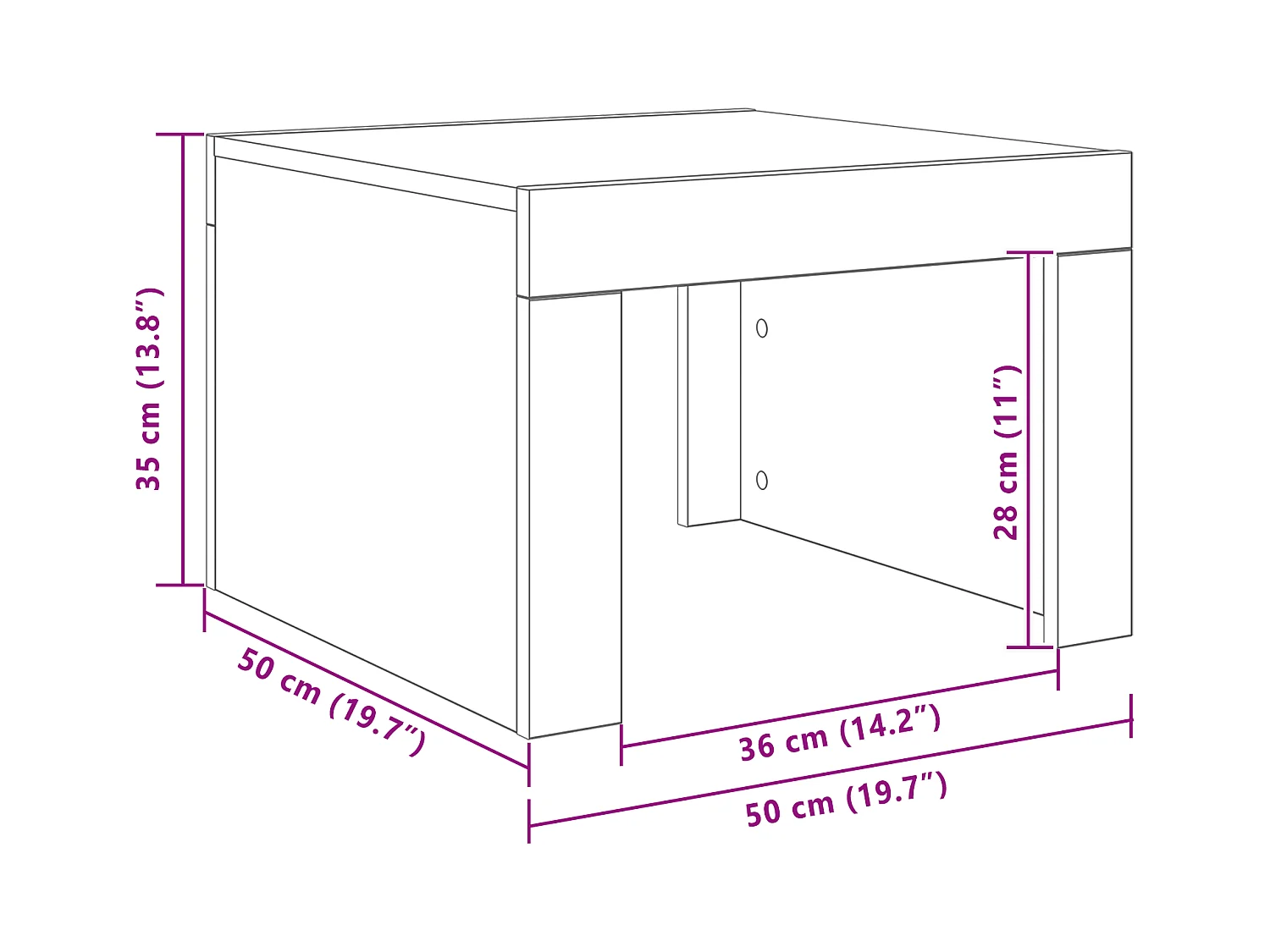 Table basse Vieux bois 50 x 50 x 35 cm Bois d'ingénierie