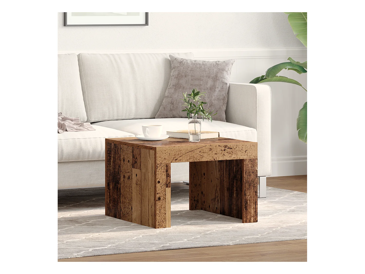 Salontafel Oud hout 50 x 50 x 35 cm Bewerkt hout
