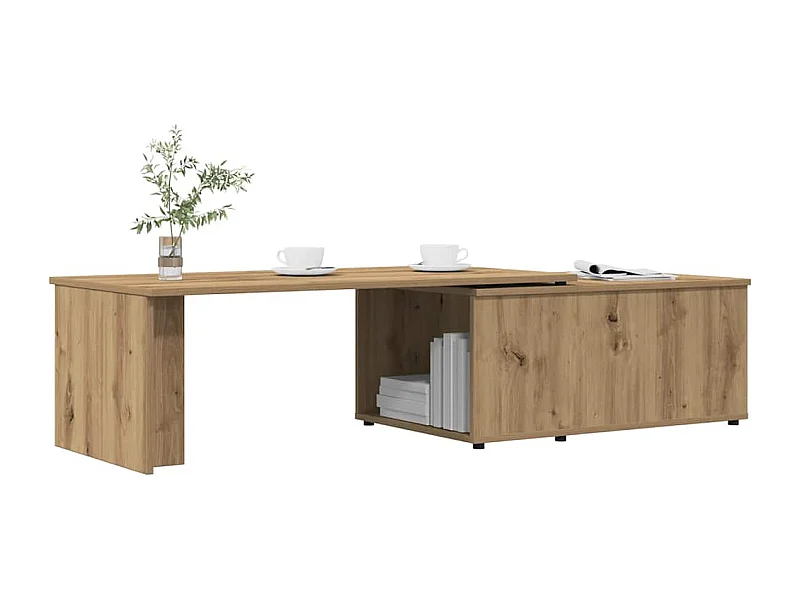 Table basse chêne artisanal 150x50x35 cm bois d'ingénierie