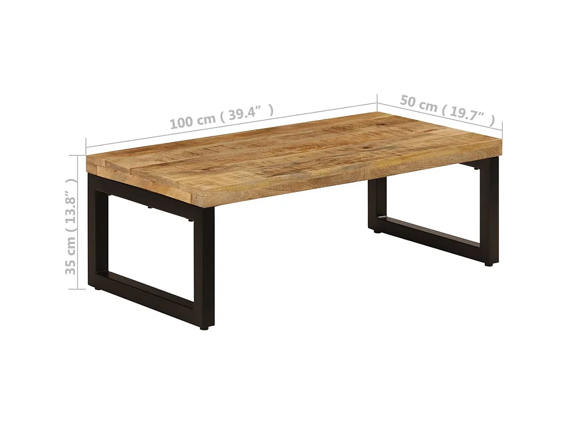 Table basse 100x50x35 cm Bois de manguier solide et acier
