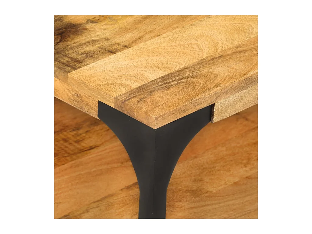 Table basse 2 niveaux 100x55x38cm bois manguier massif et acier