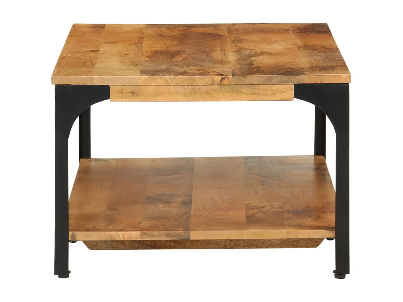 Table basse 2 niveaux 100x55x38cm bois manguier massif et acier
