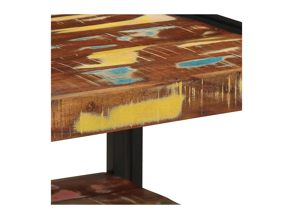 Table basse multicolore 50x50x38 cm bois de récupération massif