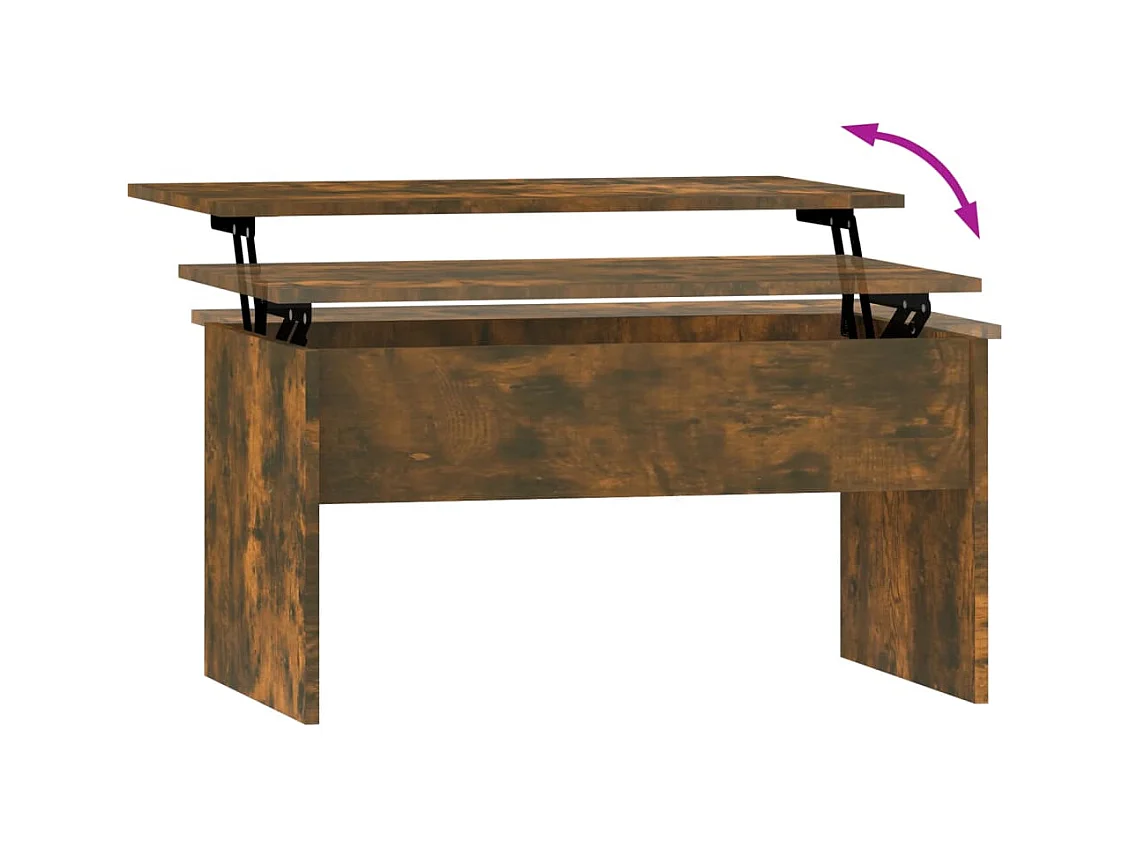 Gerookte eiken salontafel 80x50,5x41,5 cm bewerkt hout