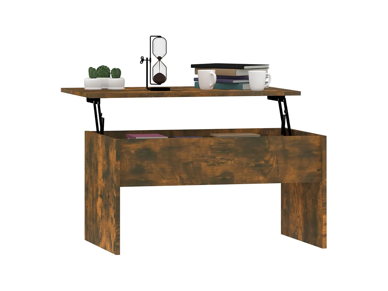 Gerookte eiken salontafel 80x50,5x41,5 cm bewerkt hout