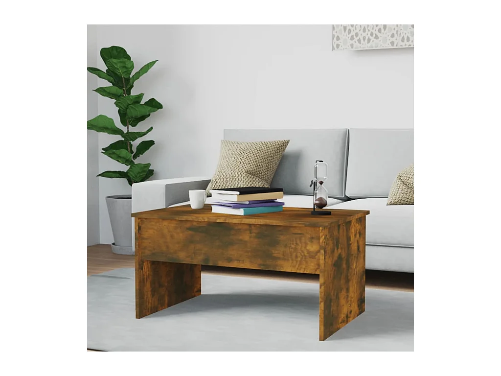 Gerookte eiken salontafel 80x50,5x41,5 cm bewerkt hout