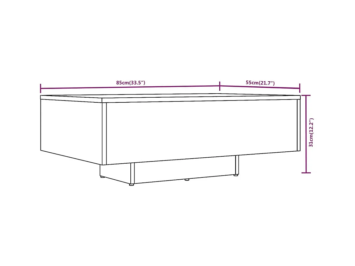 Table basse Chêne fumé 85x55x31 cm Bois d'ingénierie