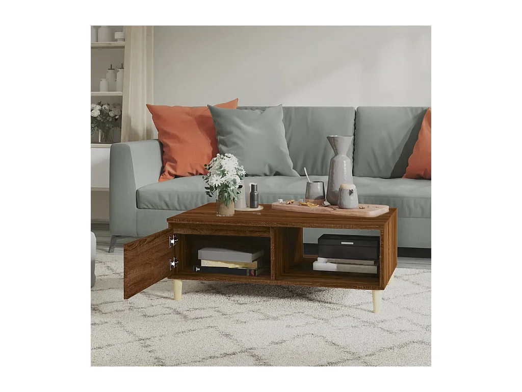 Table basse chêne marron 90x60x35 cm bois d'ingénierie