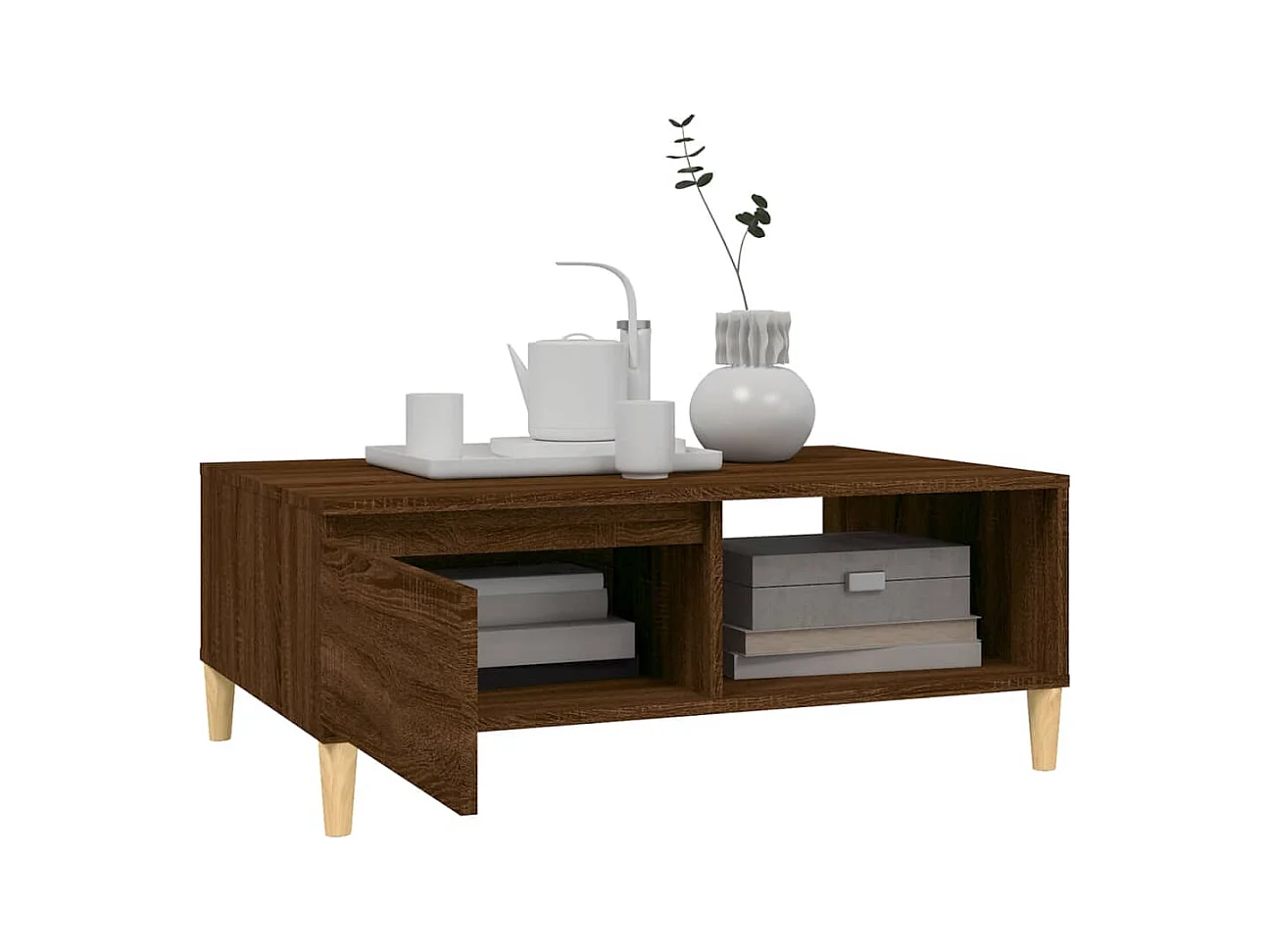 Table basse chêne marron 90x60x35 cm bois d'ingénierie