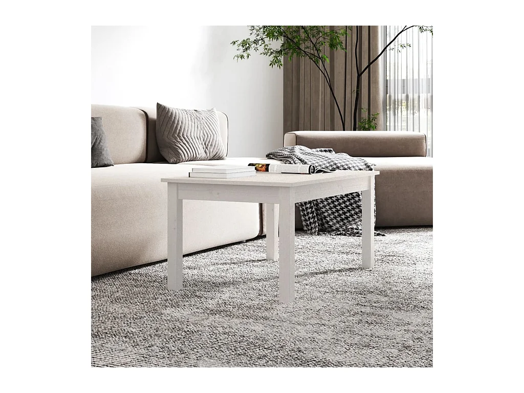 Table basse Blanc 80x50x40 cm Bois massif de pin