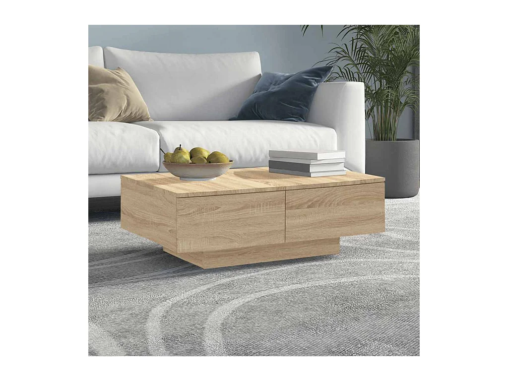 Table basse chêne sonoma 90x60x31 cm bois d'ingénierie