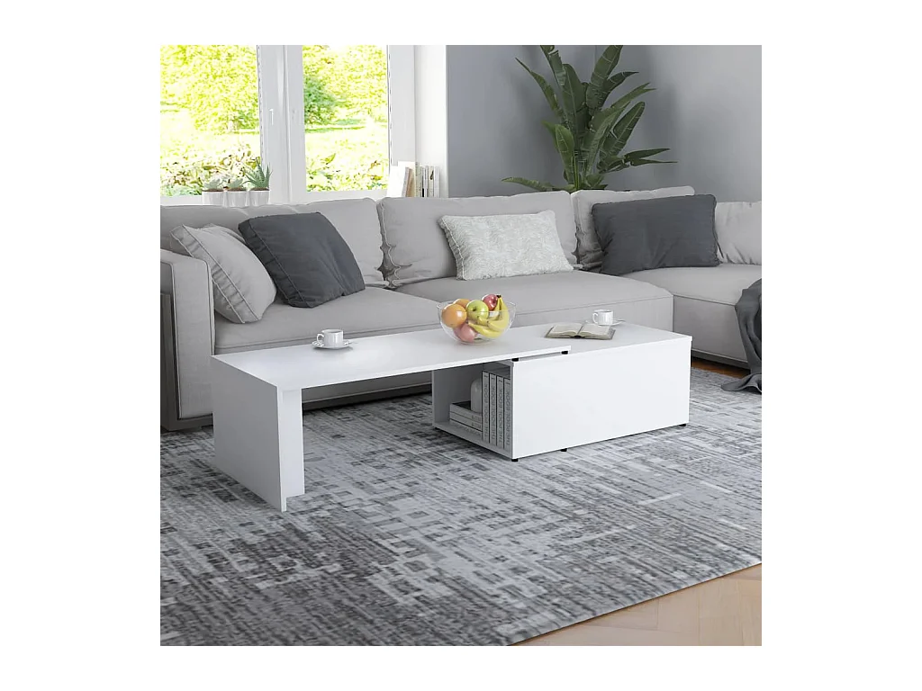 Table basse Blanc 150x50x35 cm Bois d'ingénierie