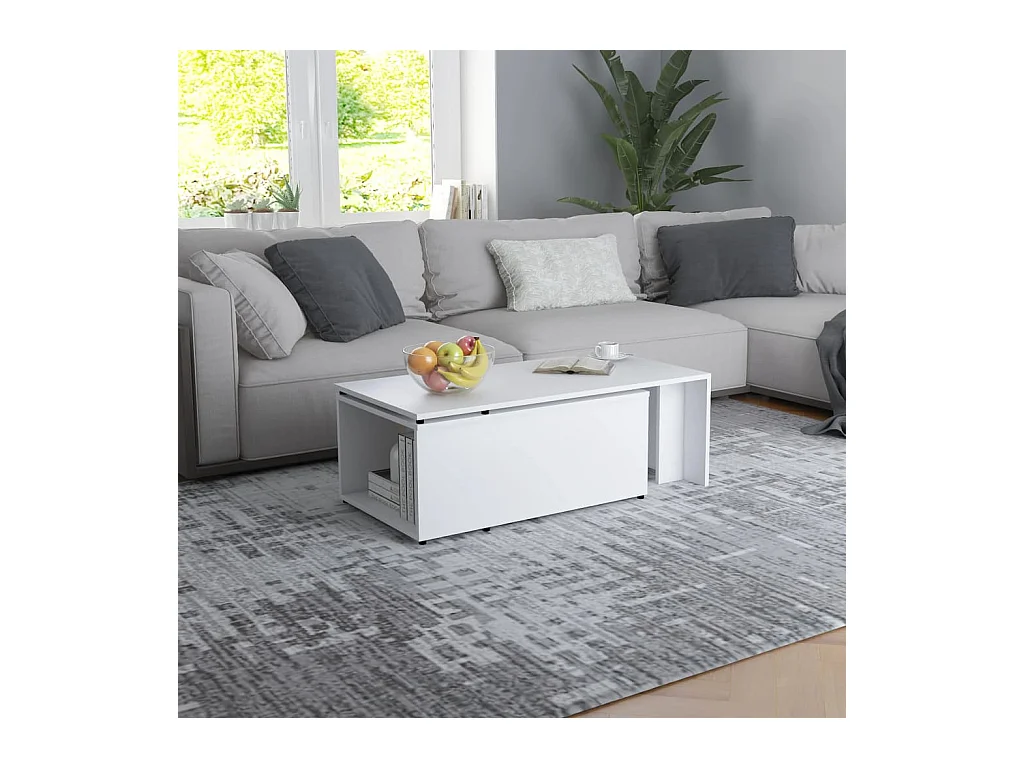 Table basse Blanc 150x50x35 cm Bois d'ingénierie