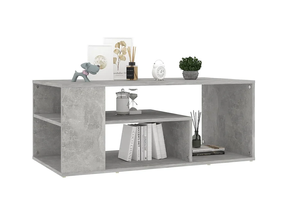 Betongrijze salontafel 100x50x40 cm bewerkt hout