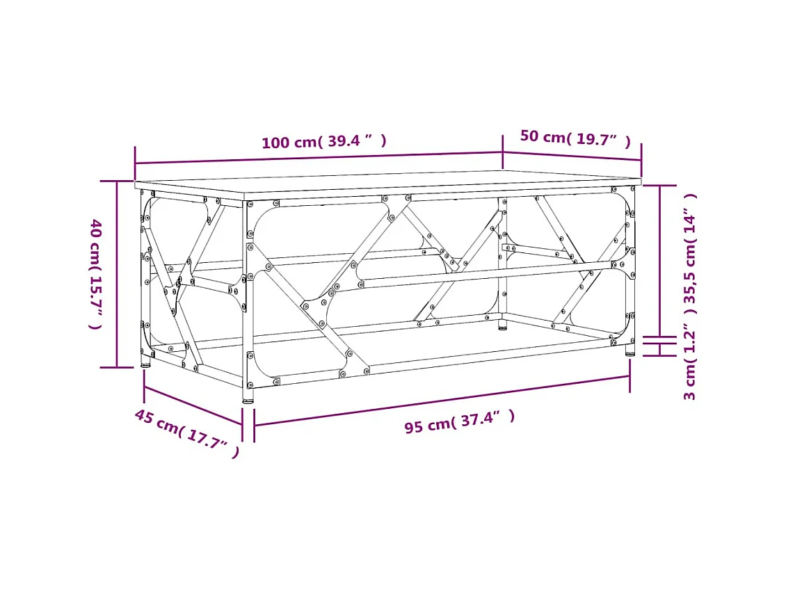 Table basse Noir 100x50x40 cm Bois d'ingénierie