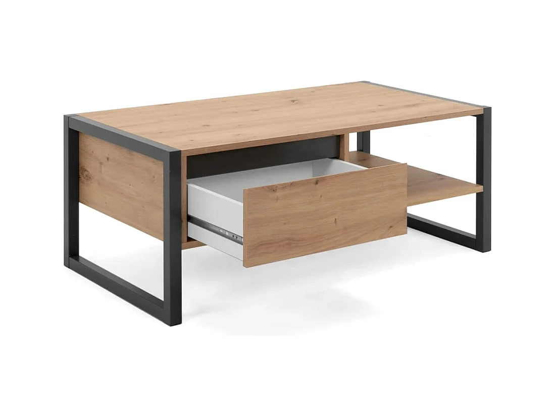 Finori Table basse Denver 55 Chêne artisanal et gris anthracite