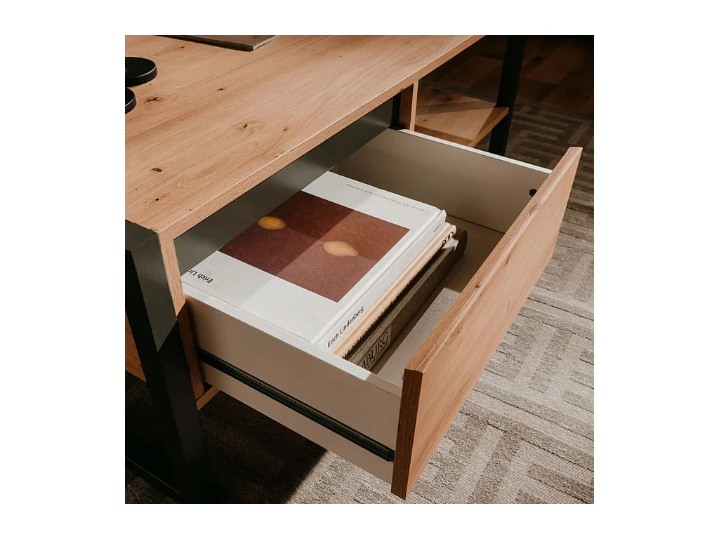 Finori Table basse Denver 55 Chêne artisanal et gris anthracite