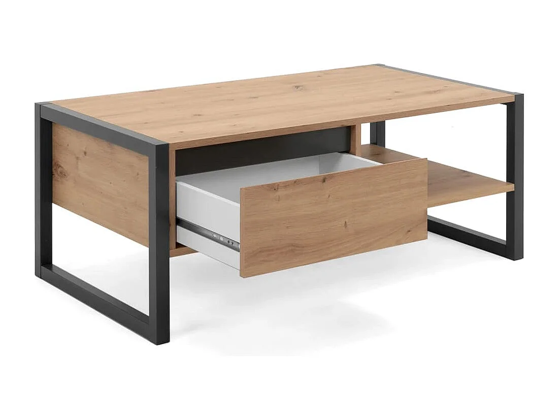 Finori Table basse Denver 55 Chêne artisanal et gris anthracite