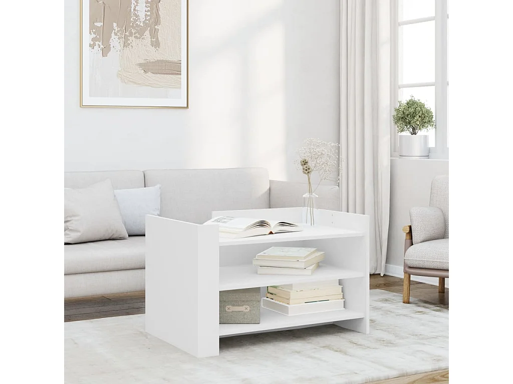 Weißer Couchtisch 80x50x50 cm Holzwerkstoff