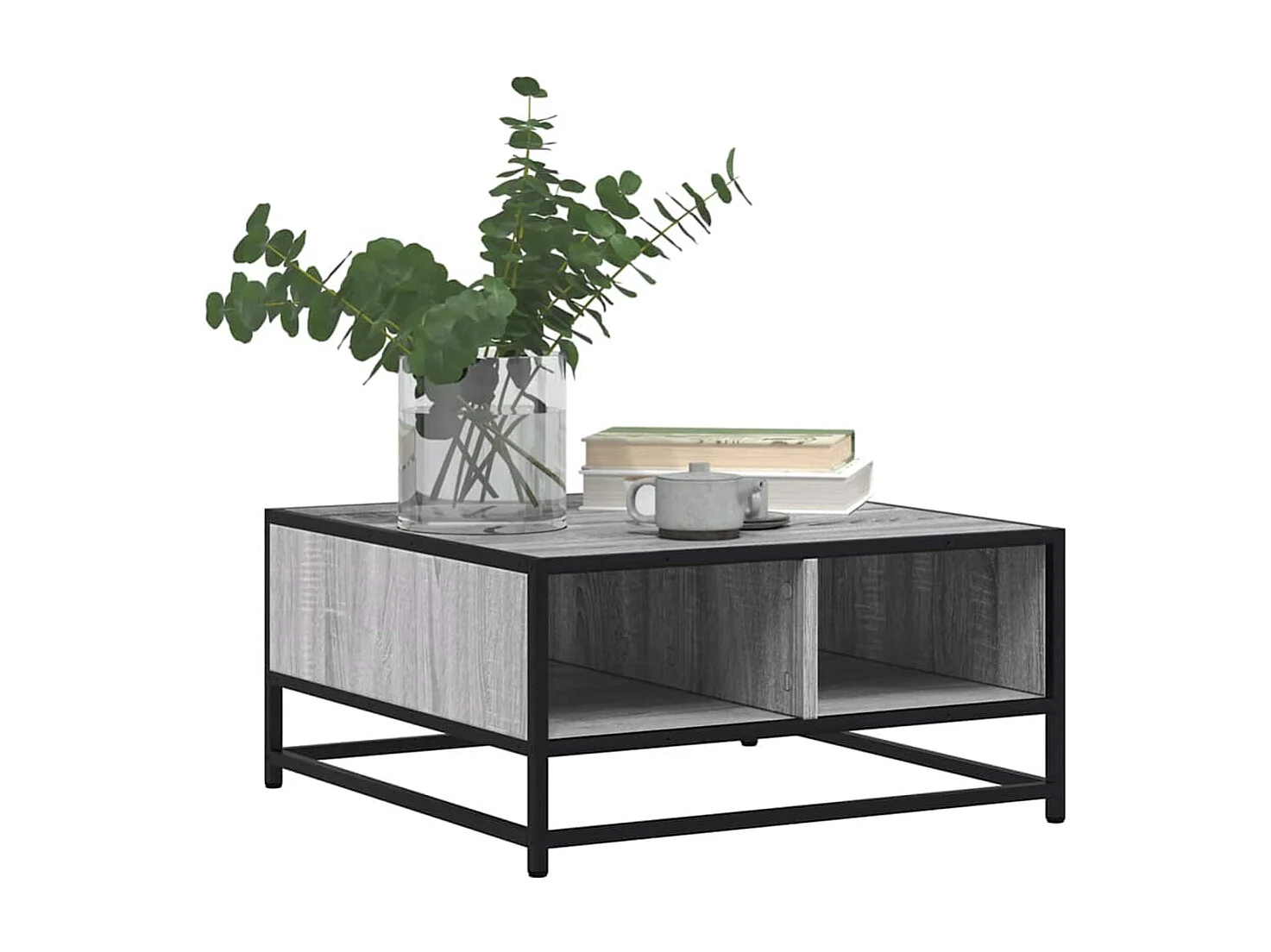 Table basse sonoma gris 60,5x60,5x30 cm bois d'ingénierie/métal