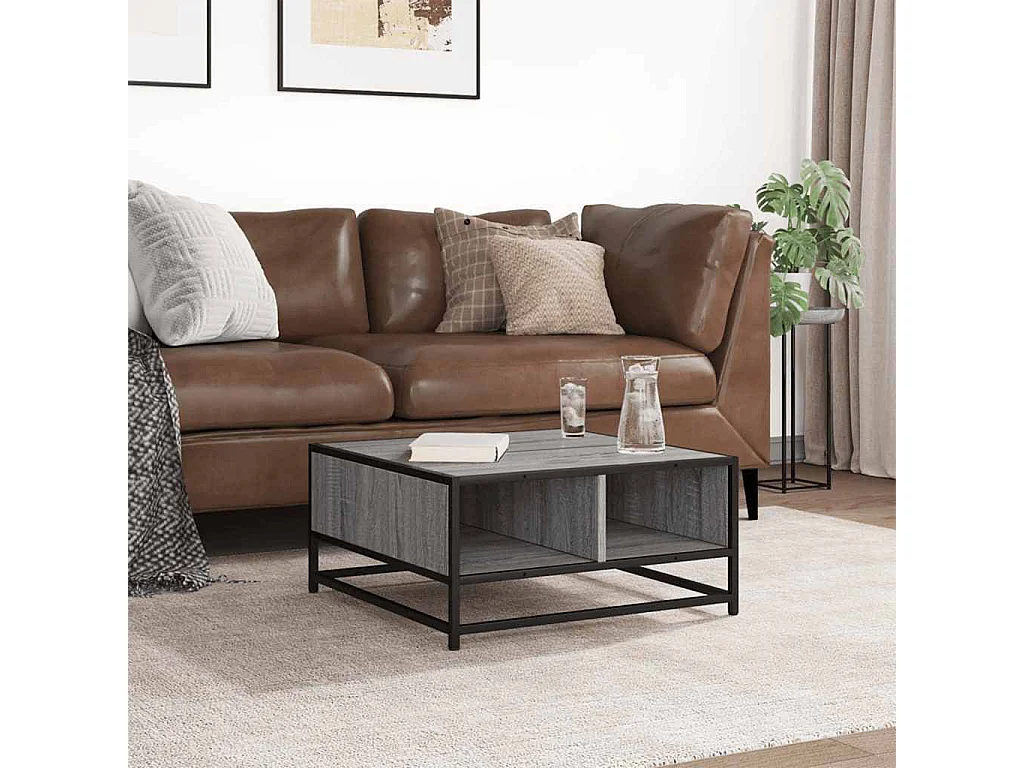 Tavolino Sonoma grigio 60,5x60,5x30 cm in legno ingegnerizzato/metallo