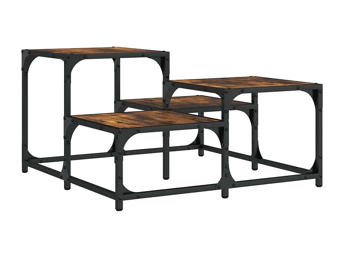 Tavolino da caffè in rovere affumicato 68x68x40 cm in legno ingegnerizzato