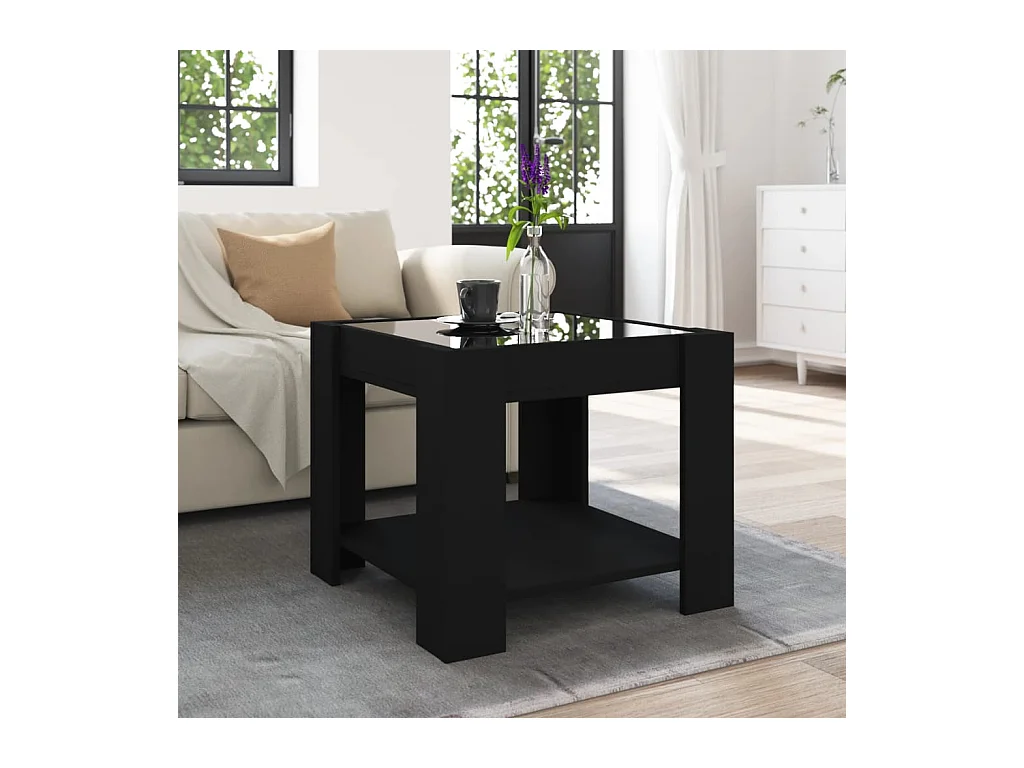 Couchtisch mit LED schwarz 53x53x45 cm Holzwerkstoff
