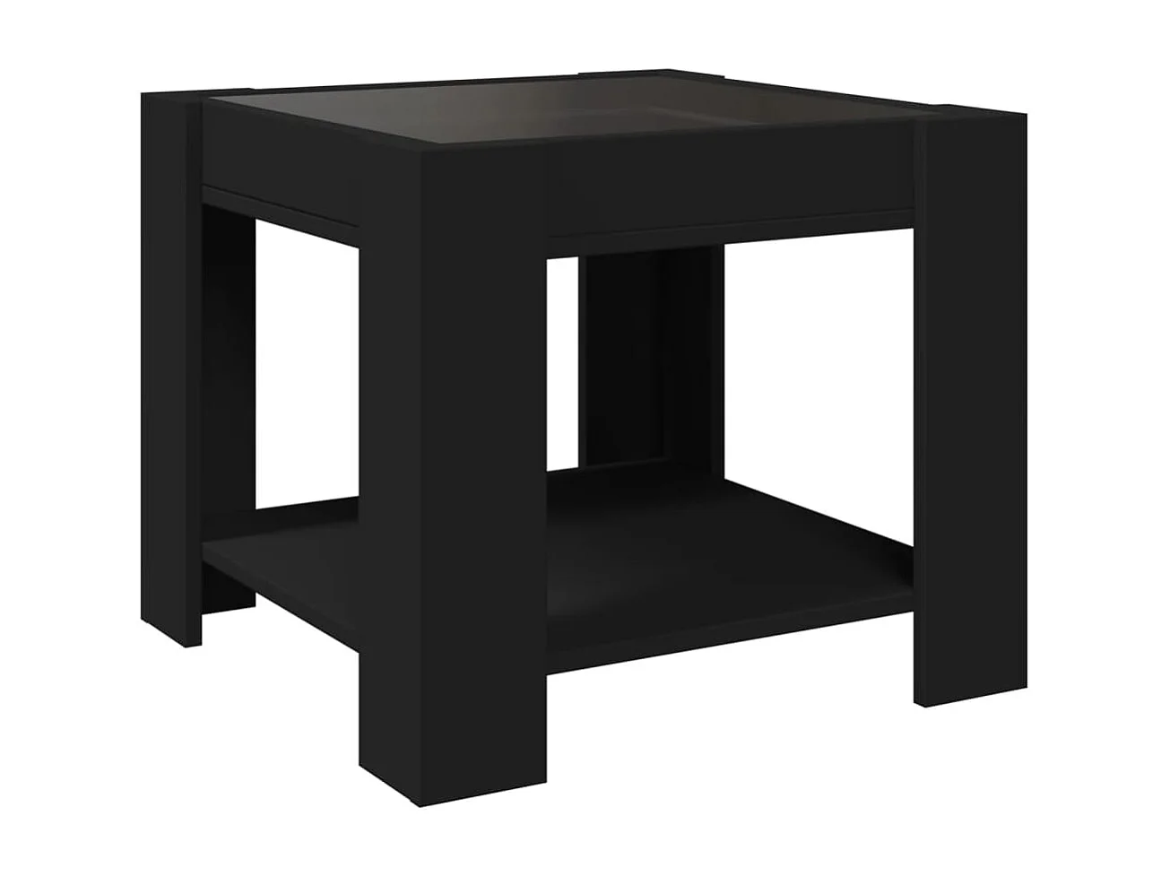 Couchtisch mit LED schwarz 53x53x45 cm Holzwerkstoff