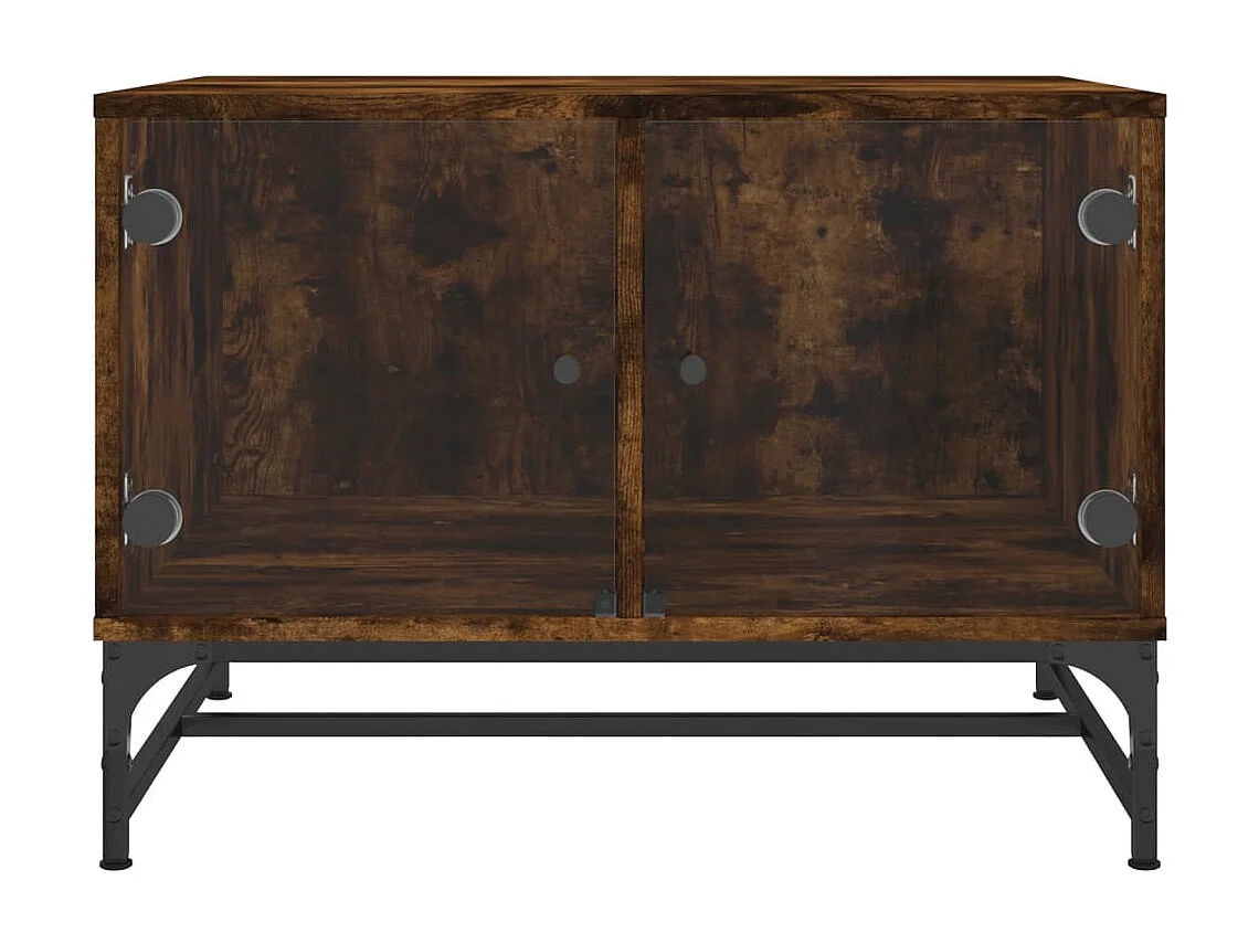 Mesa de centro con puertas de cristal roble ahumado 68,5x50x50 cm