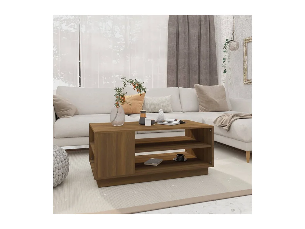 Table basse chêne marron 102x55x43 cm bois d'ingénierie