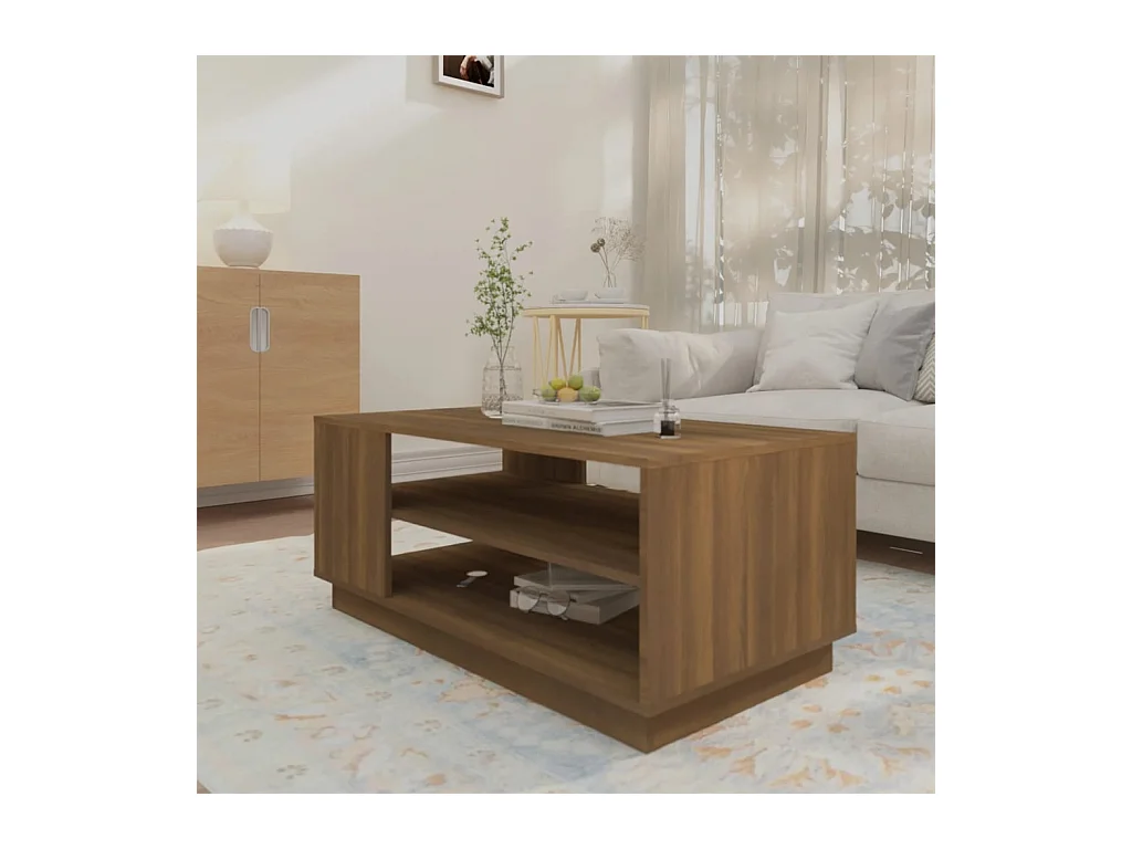 Table basse chêne marron 102x55x43 cm bois d'ingénierie