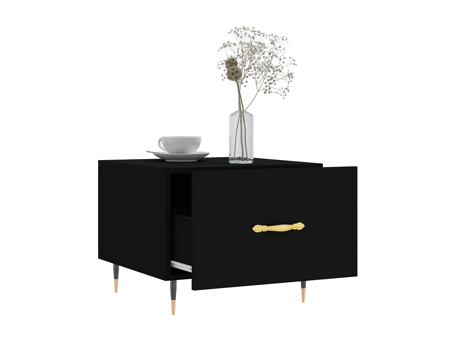 Zwarte salontafel 50x50x40 cm bewerkt hout