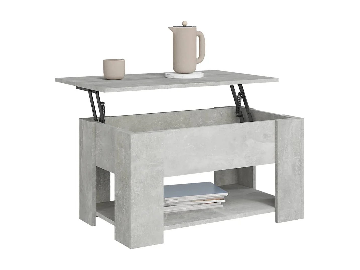 Mesa de centro gris hormigón 79x49x41 cm madera de ingeniería