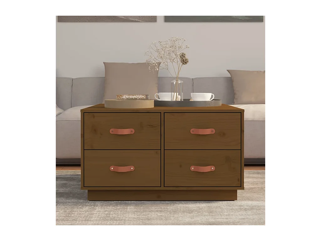 Table basse Marron miel 80x80x45 cm Bois massif de pin