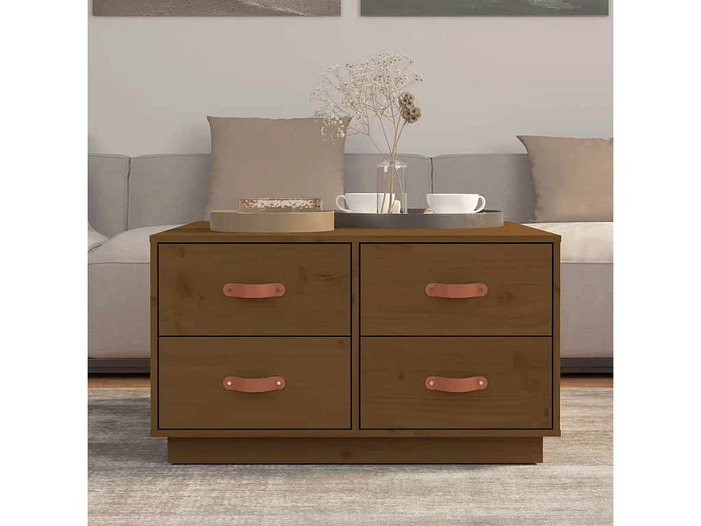 Table basse Marron miel 80x80x45 cm Bois massif de pin