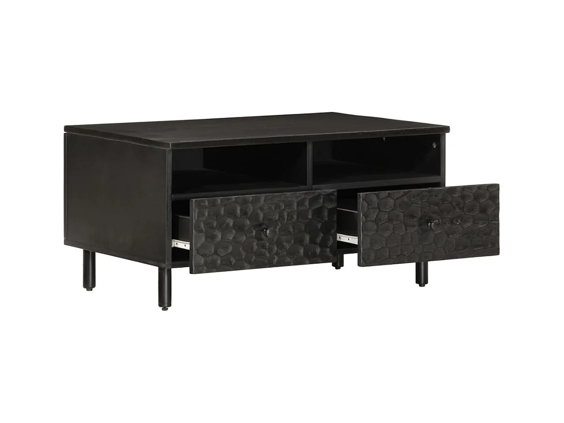 Table basse noir 80x54x40 cm bois massif de manguier