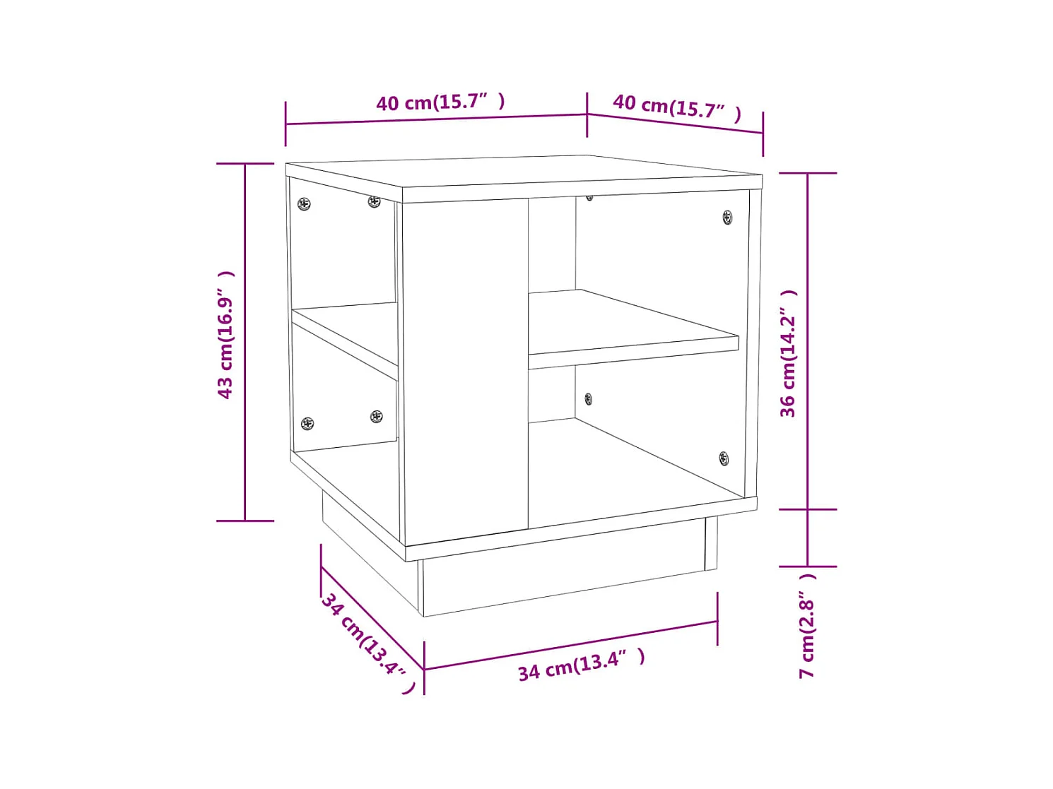 Sonoma eiken salontafel 40x40x43 cm bewerkt hout
