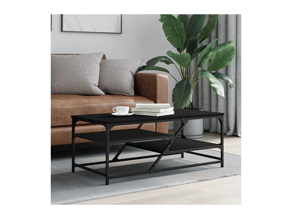 Table basse noir 100x49x40 cm bois d'ingénierie