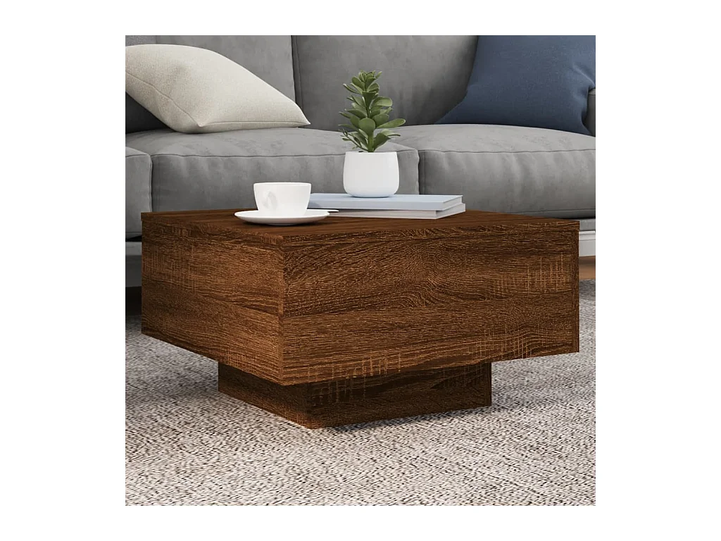 Salontafel bruin eiken 55x55x31 cm bewerkt hout