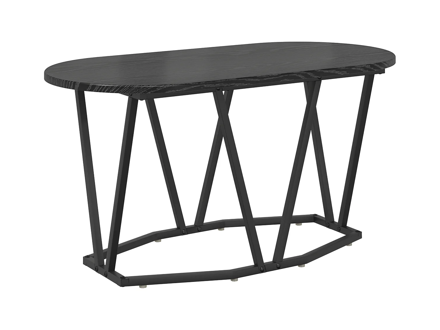 Table Basse Noir en Chêne 80x40x40,5 cm en Bois D'ingénierie et Métal